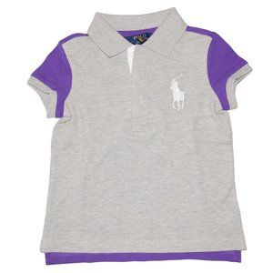 Polo Ralph Lauren Little Girls Big Pony Top Color Block Mauve & Grey